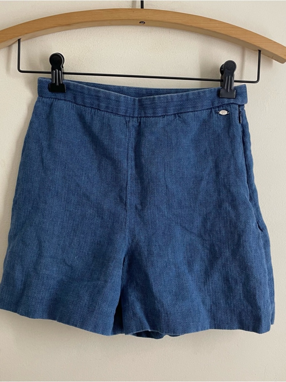 Massimo Dutti Blue Textured Tailored Shorts US 2 Made in Portugal